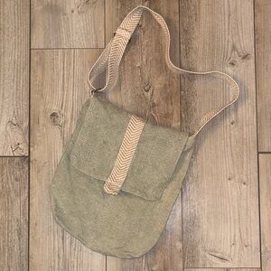 Olive Green 100% Jute Crossbody Bag